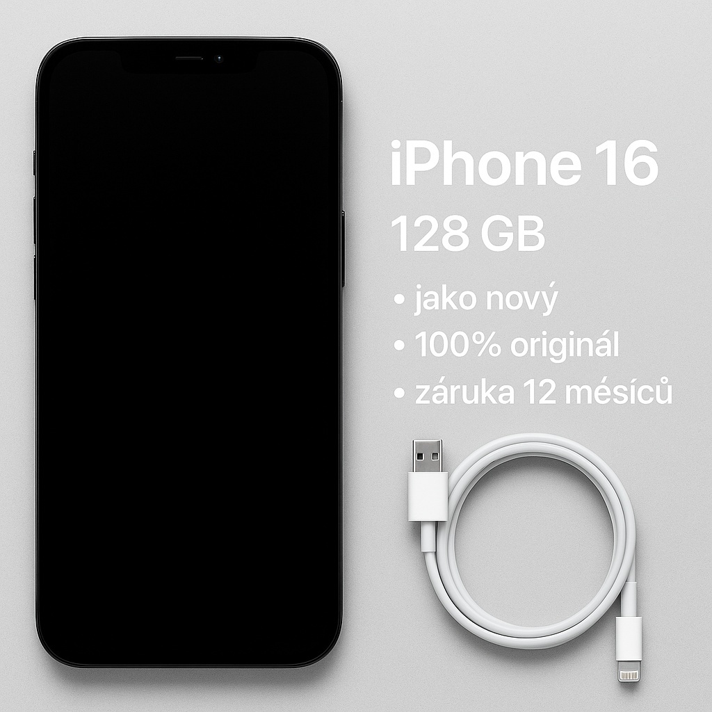 iPhone 16 128 GB – jako nový, 100% originál se zárukou