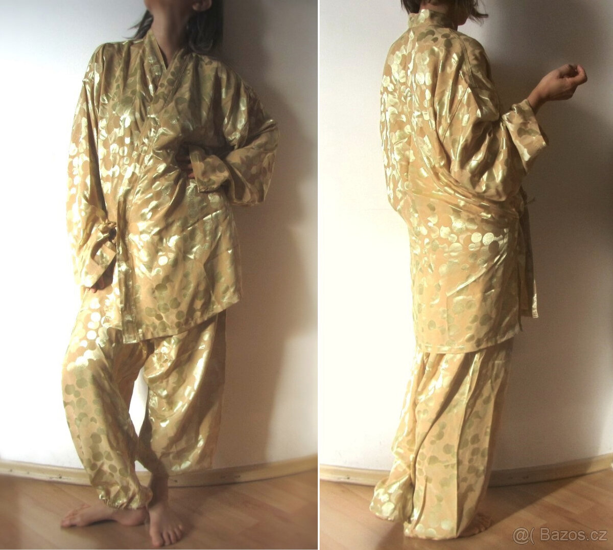 Zlatý saténový orientální set 3ks