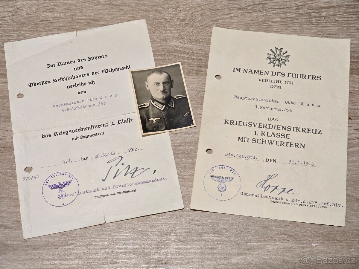 Konvolut dokumentů KVK1 + KVK2 + fotka