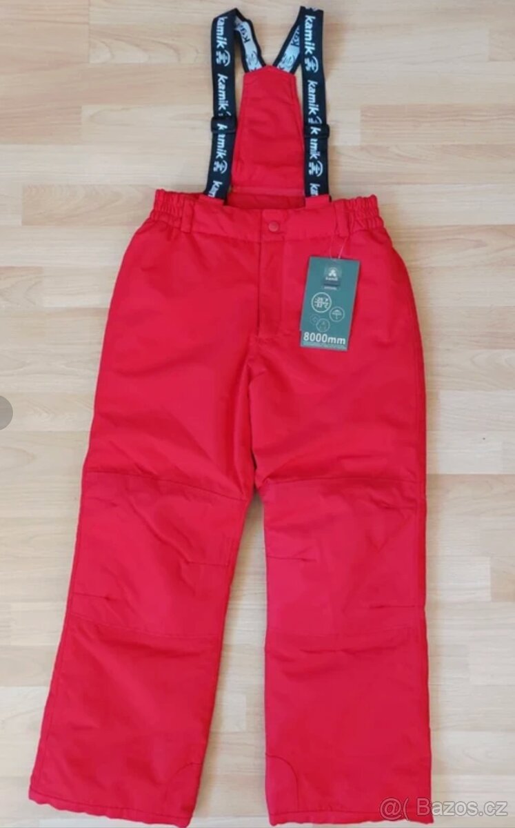 Nové lyžařské červené zimní kalhoty, oteplovačky, 152, Kamik