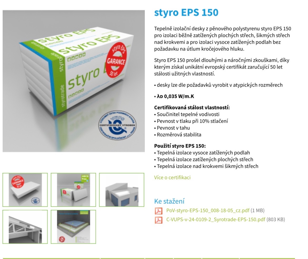 Polystyren Styrotrade EPS 150 - 120 mm