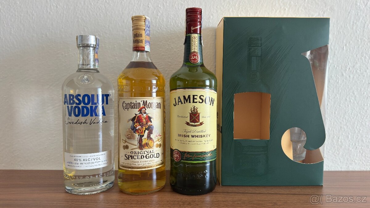 Absolut Blue, Captain Morgan & Jameson - 3x 1 L