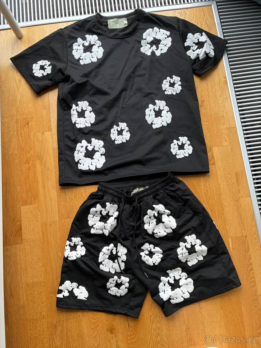 Černý set Denim Tears Style — Tričko a Šortky