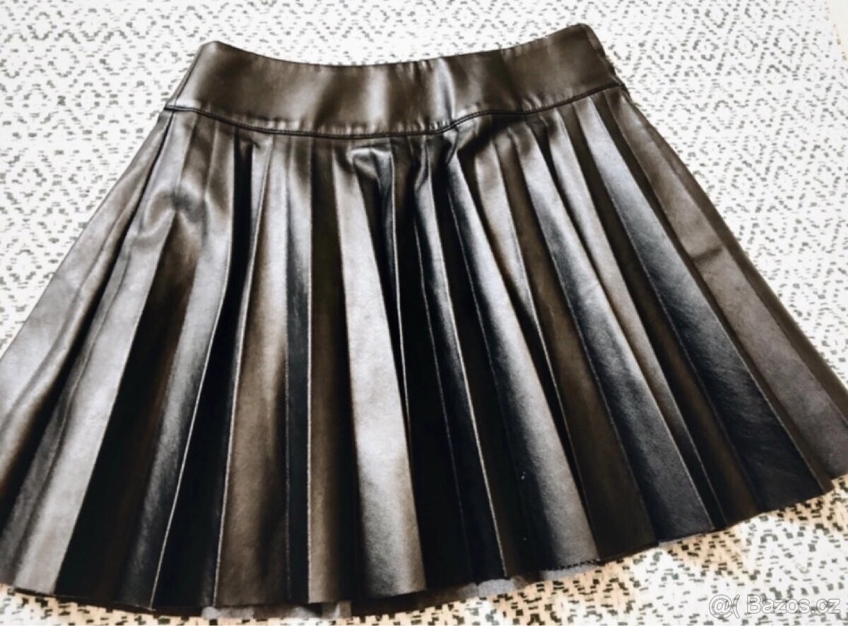 Zara koženková skládana midi plisovana sukně nové