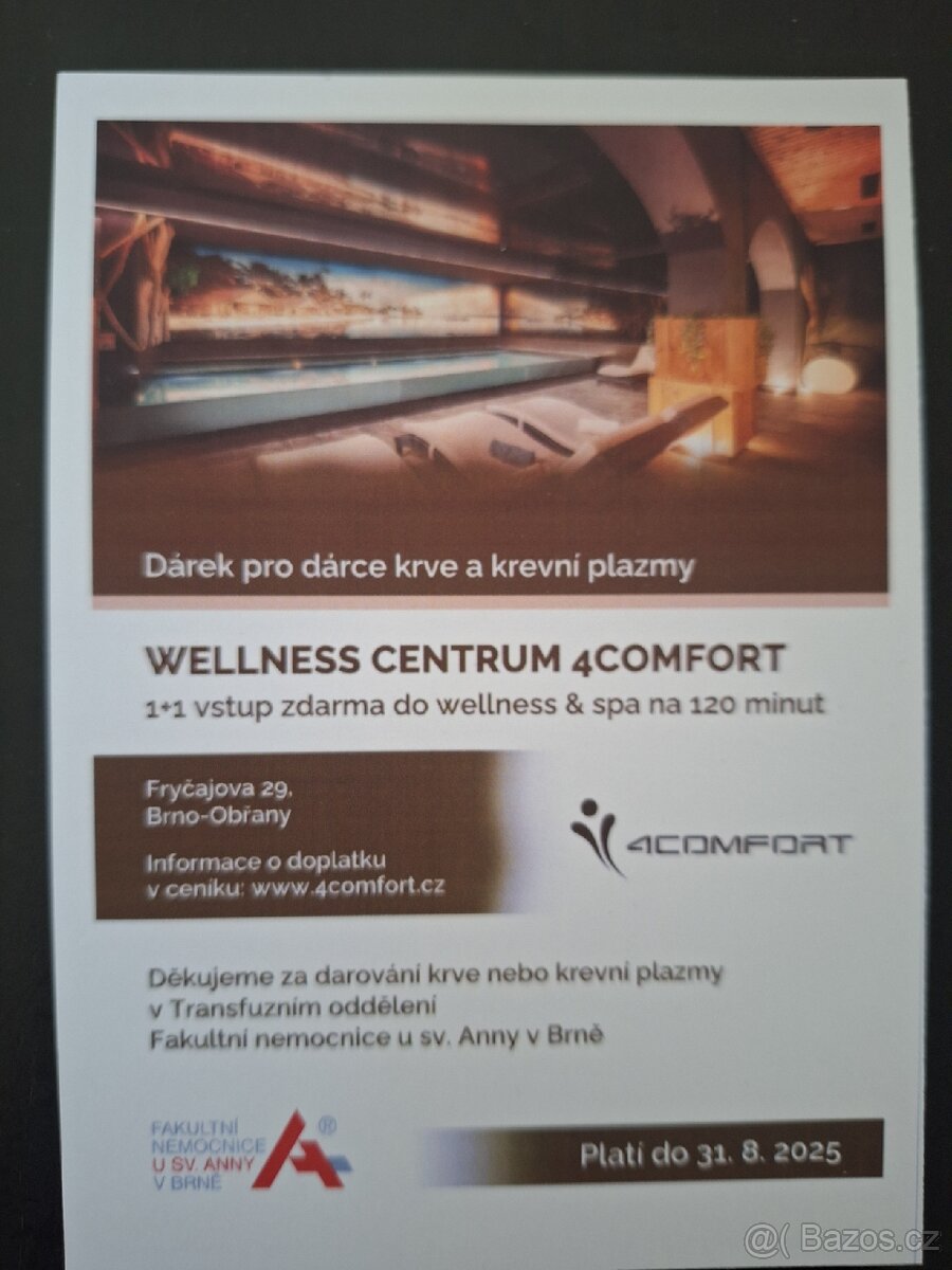 120min poukaz wellness Brno 4comfort 1+1