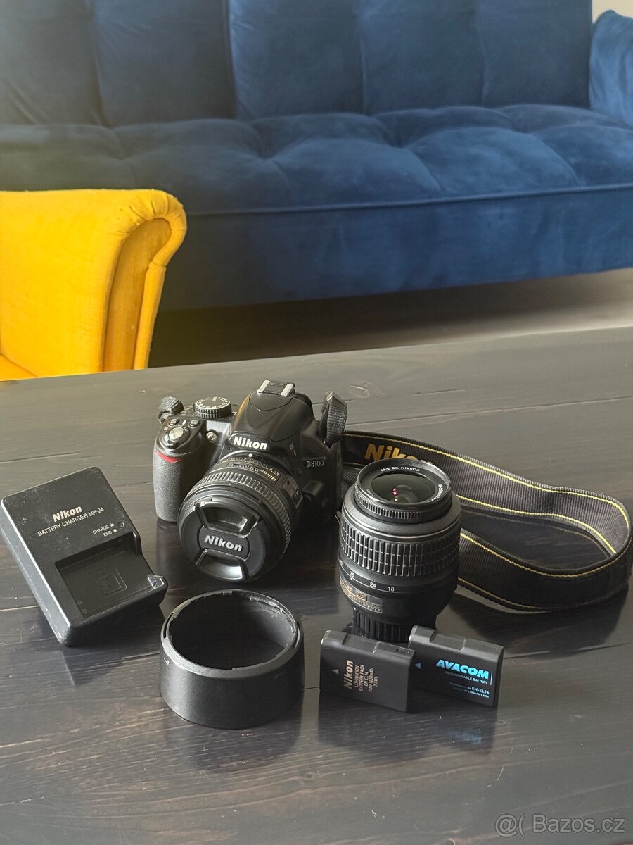 Nikon D3100 + 2 objektivy + příslušenství