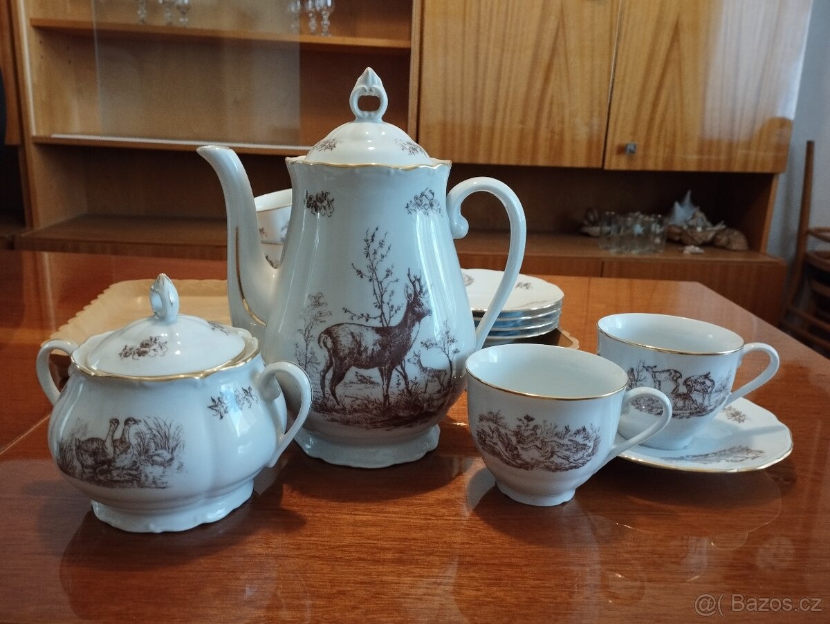 Porcelánová sada na čaj/kávu s mysliveckou tématikou