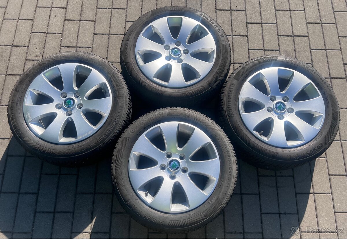 Škoda - 16" Spectrum + zimní 205/55 Continental 6-7mm