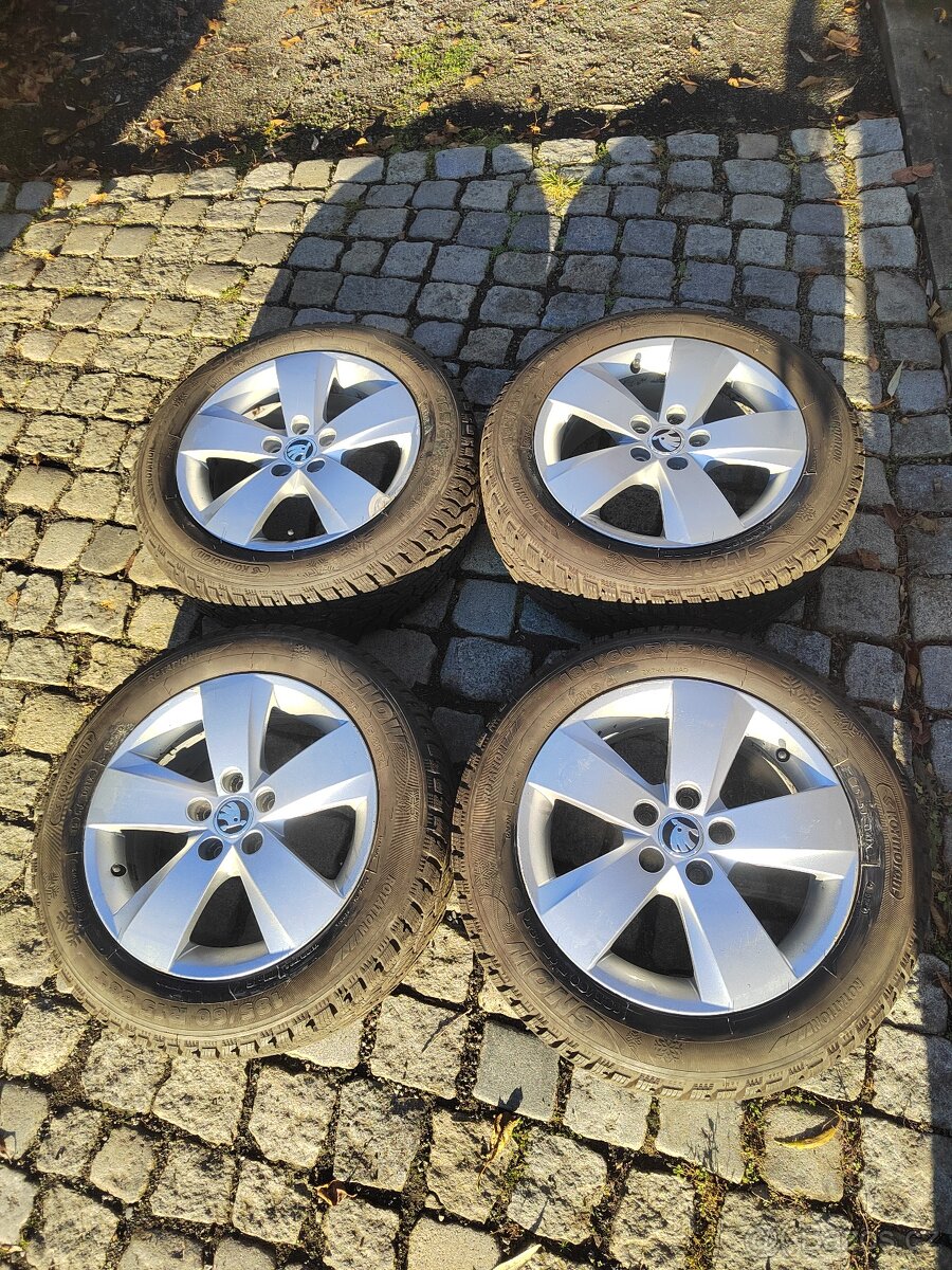 Prodám orig alu 15 škoda Fabia Rapid 5x100 ET 38 zimní pneu