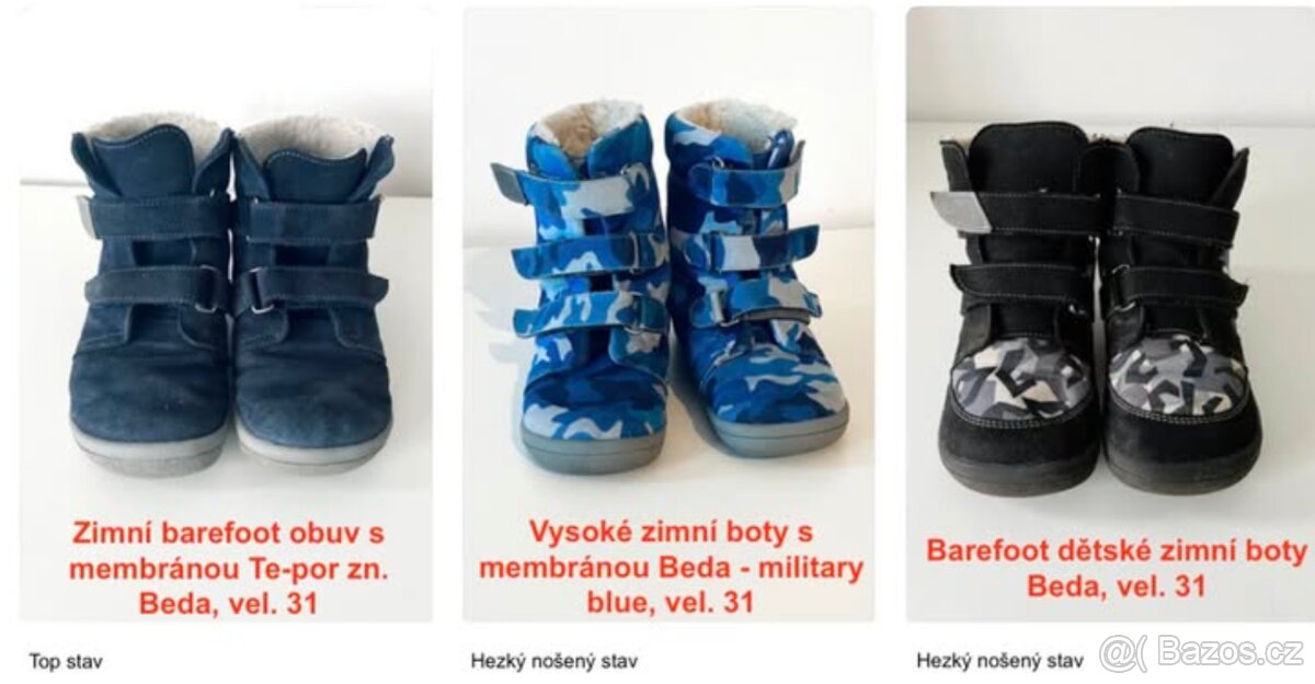 Barefoot zimní boty/sněhule Beda, vel. 31