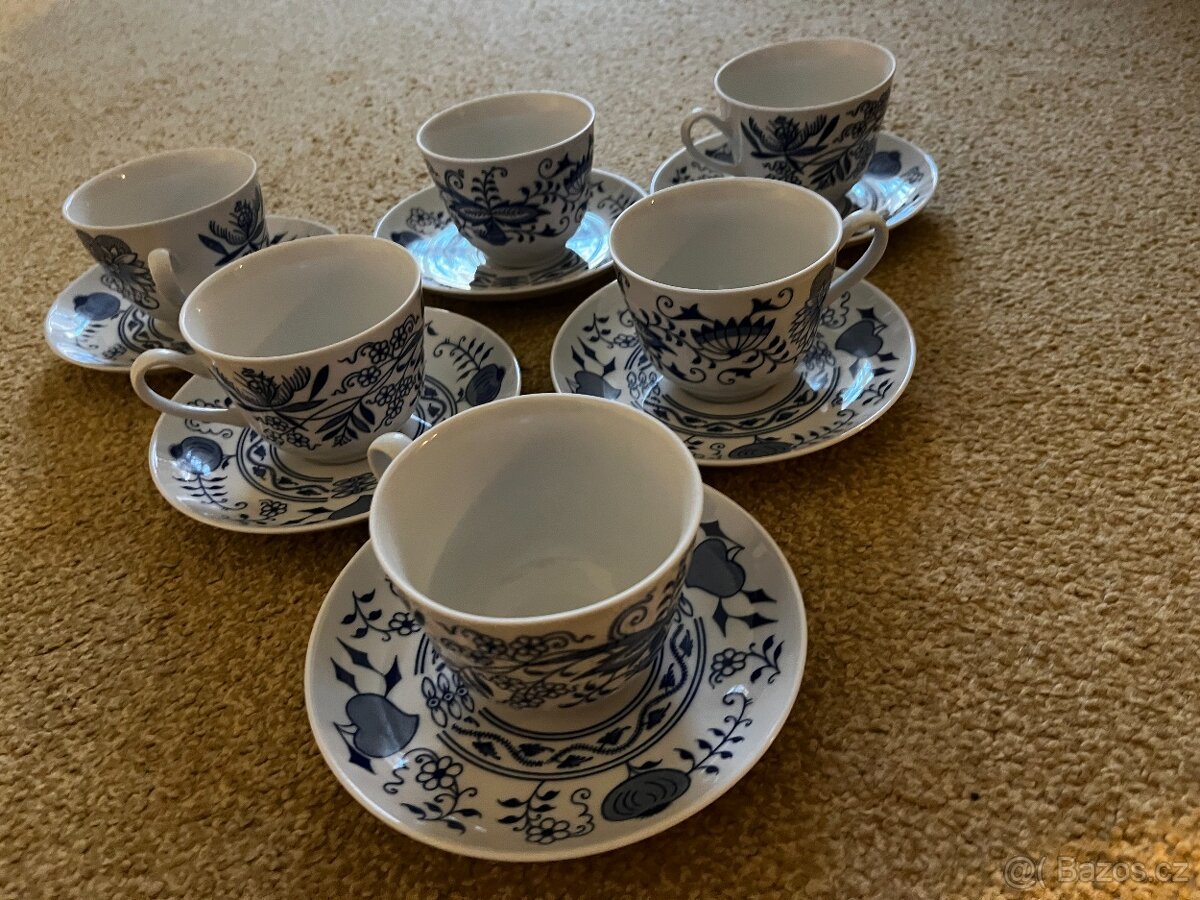 Kávový/ čajový servis - cibulák, šálky 6 ks