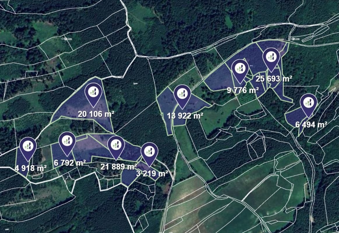 Prodej podílu 1/5 lesa 83 309 m², Prlov