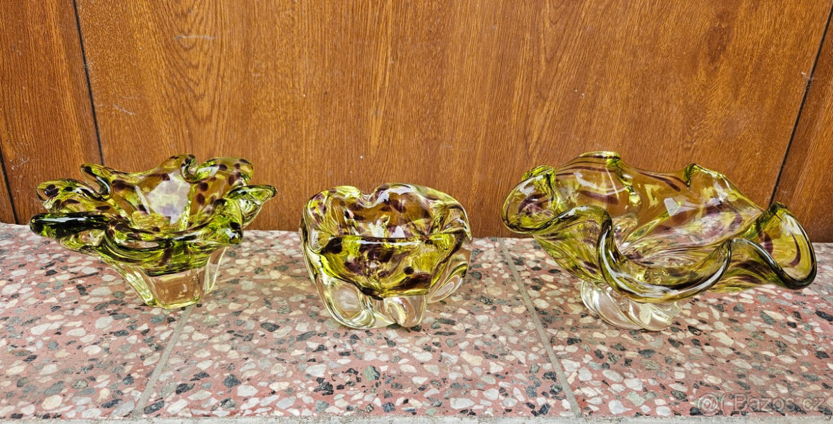 Sada 3 skleněných misek Bohemia Crystal