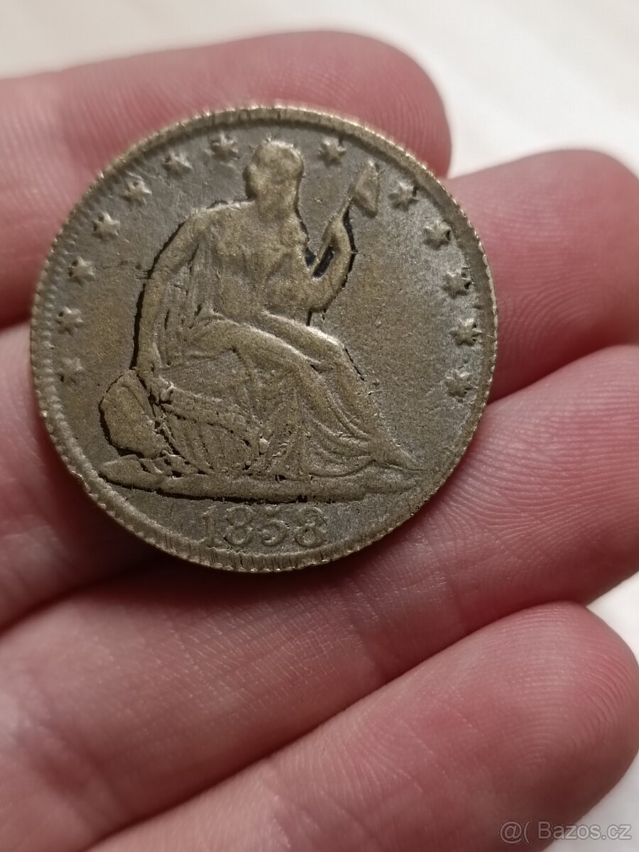 Americký půl dolar z roku 1858
