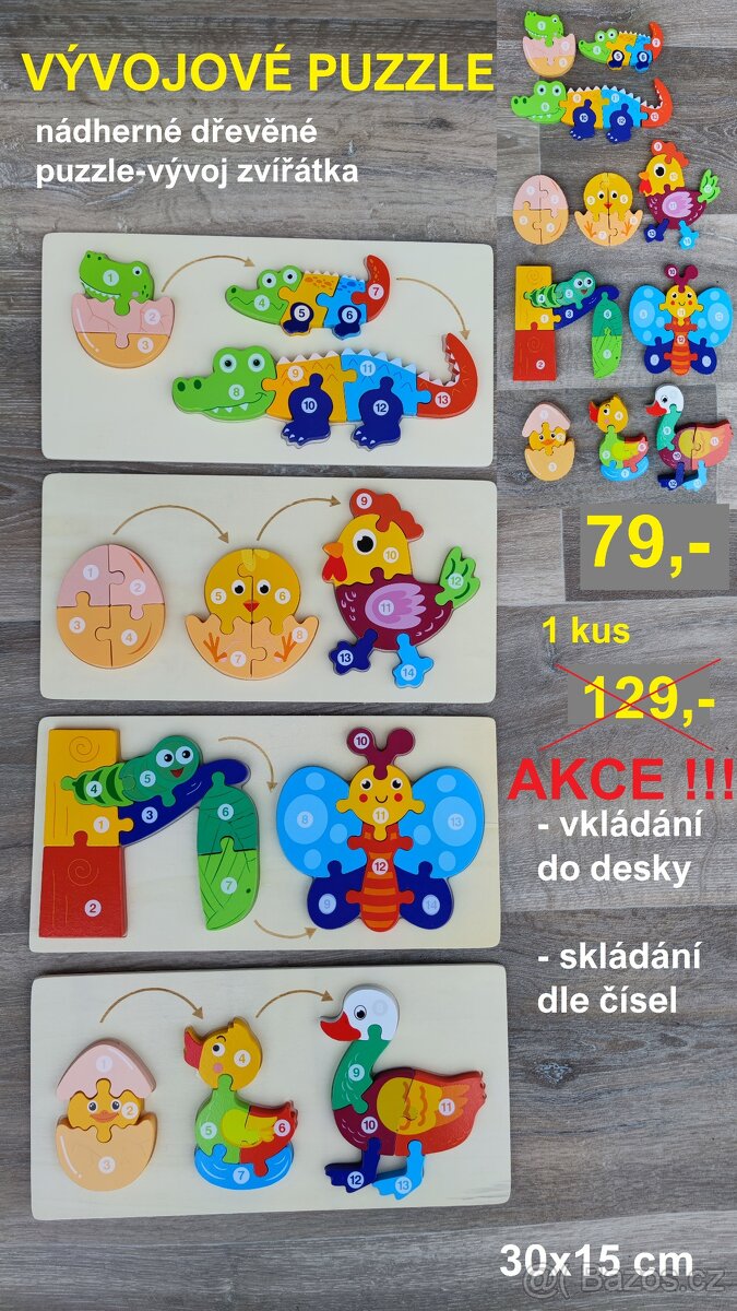 Dřevěné montessori hračky - VÝPRODEJ