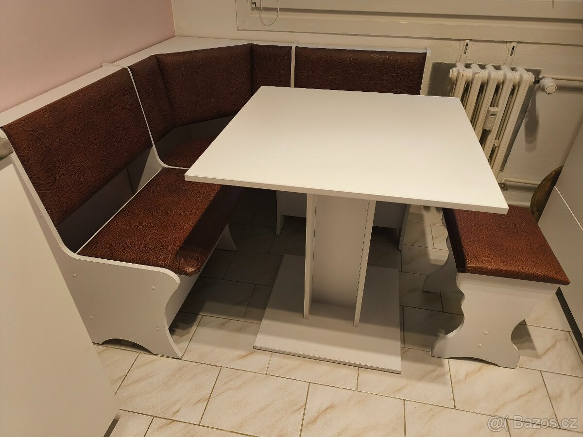 Rohová jídelní lavice-set s 2x úložným prostorem jako nové