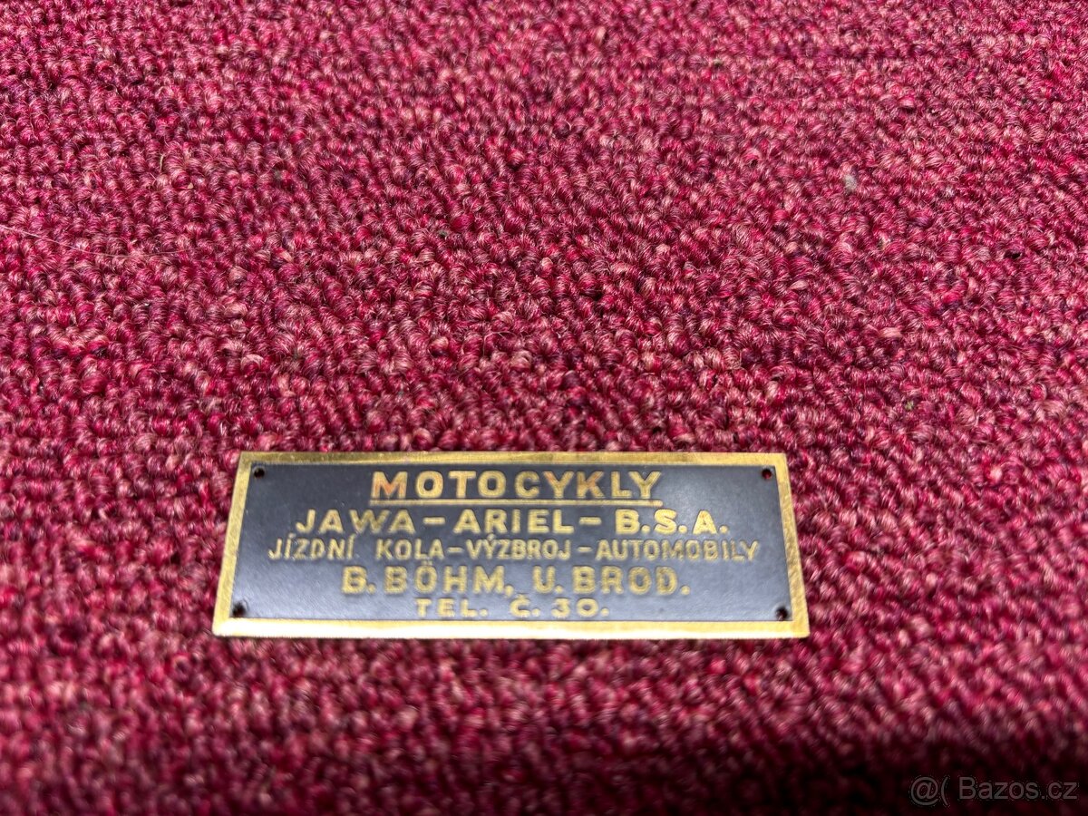 Originál. Reklamní štítek z motocyklu Jawa ariel bsa