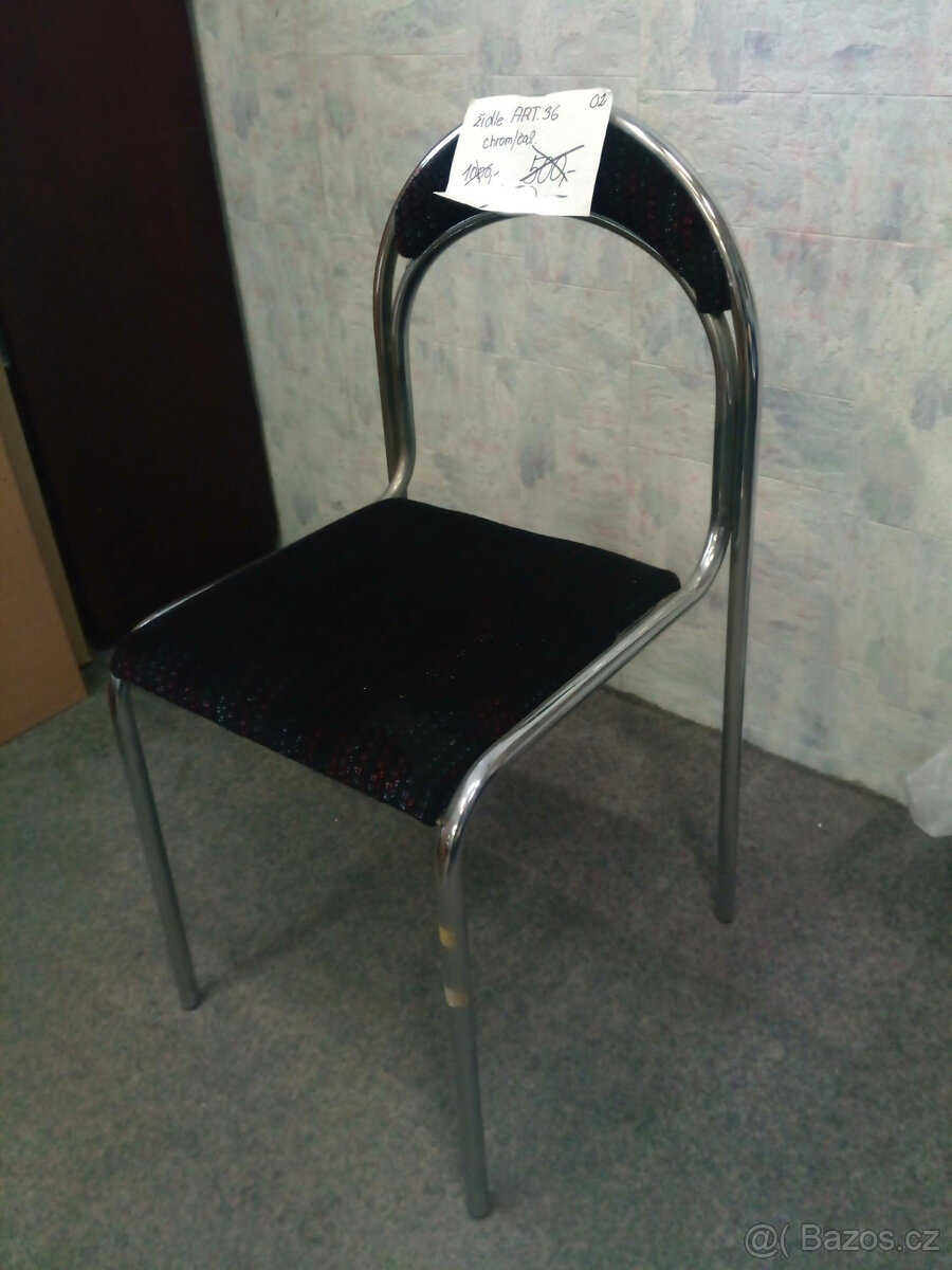Židle jídelní kovová s čal.sedákem a opěrákem-1ks