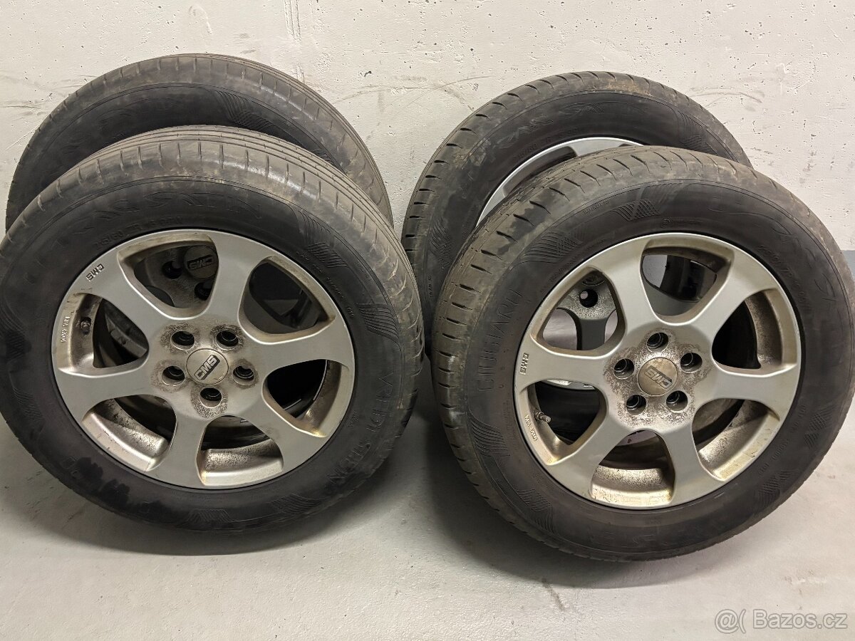 Alu komplet kola 5x108 16 + letní pneu 215/60/16 senzor