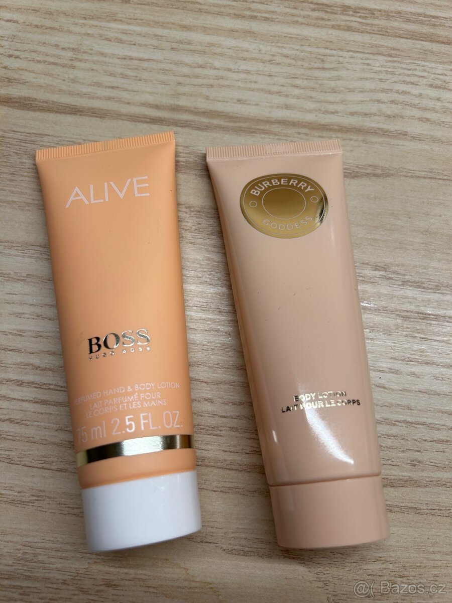 Nové tělové mléko Burberry Goddess a Hugo Boss Alive.