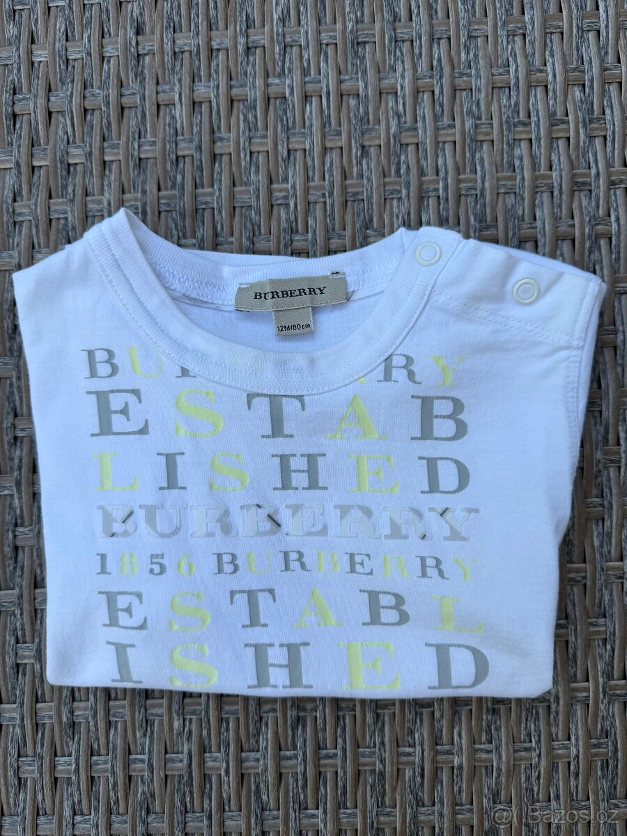Burberry triko dětské,nápis, 12m,80cm,bílé,Praha