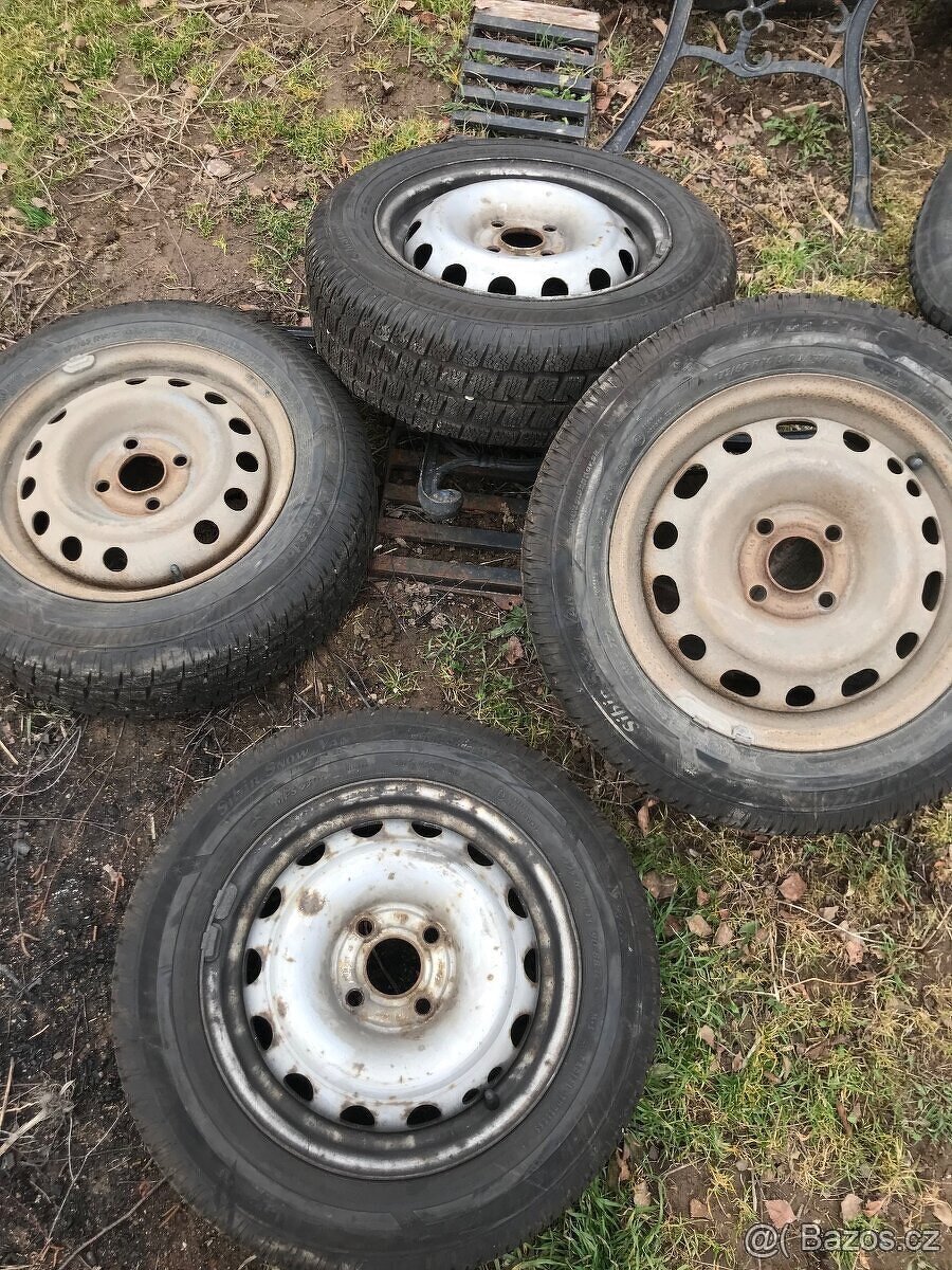 Plechové disky 14” 4x100 a zimní pneu 175/65/R14C