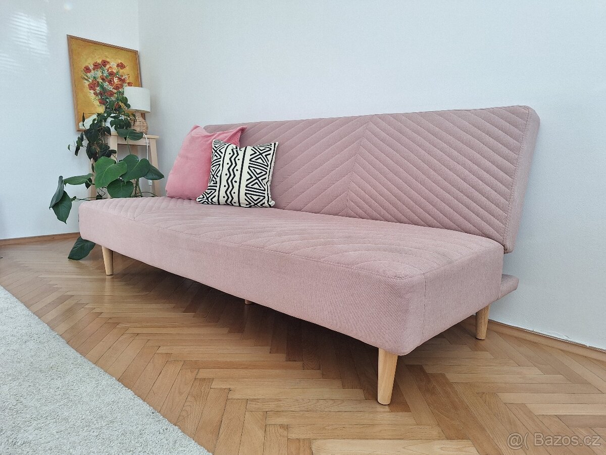 Růžová rozkládací pohovka Claudia z Bonami