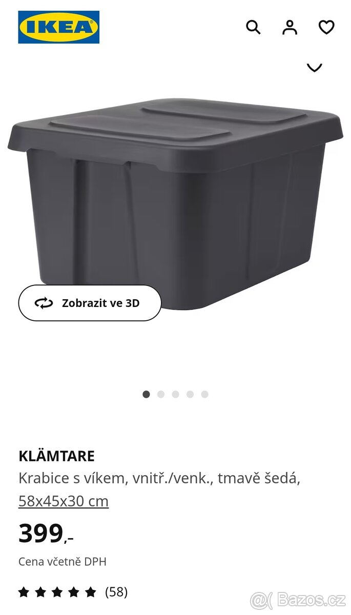 2 velké krabice s víkem IKEA Klämtare