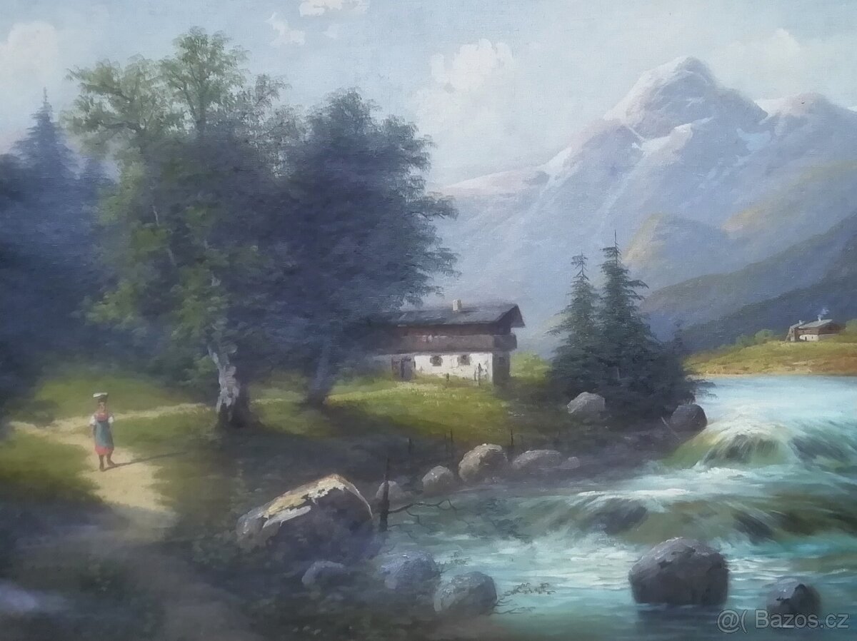 obraz romantická horská krajina - E. Pauly