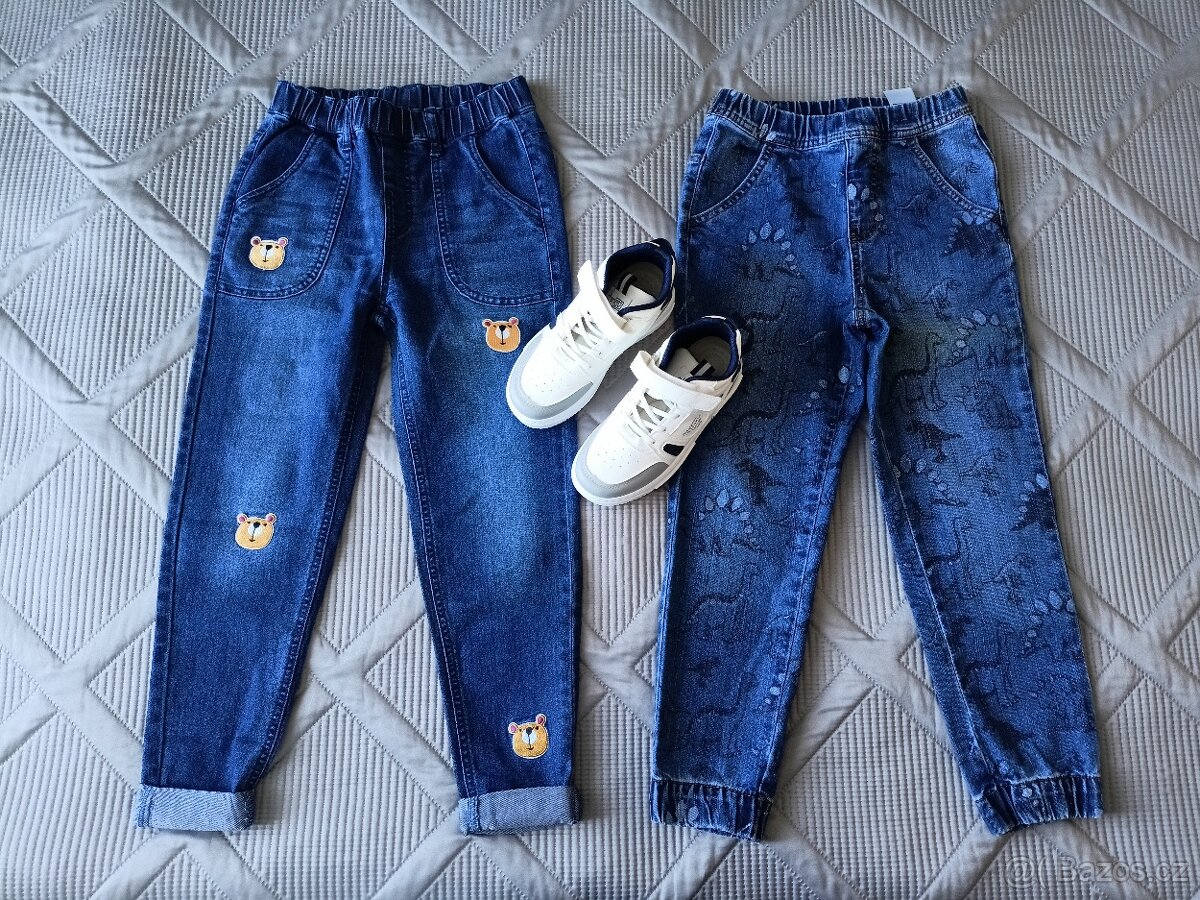 Nové džíny 128/134+nové tenisky, vel.33