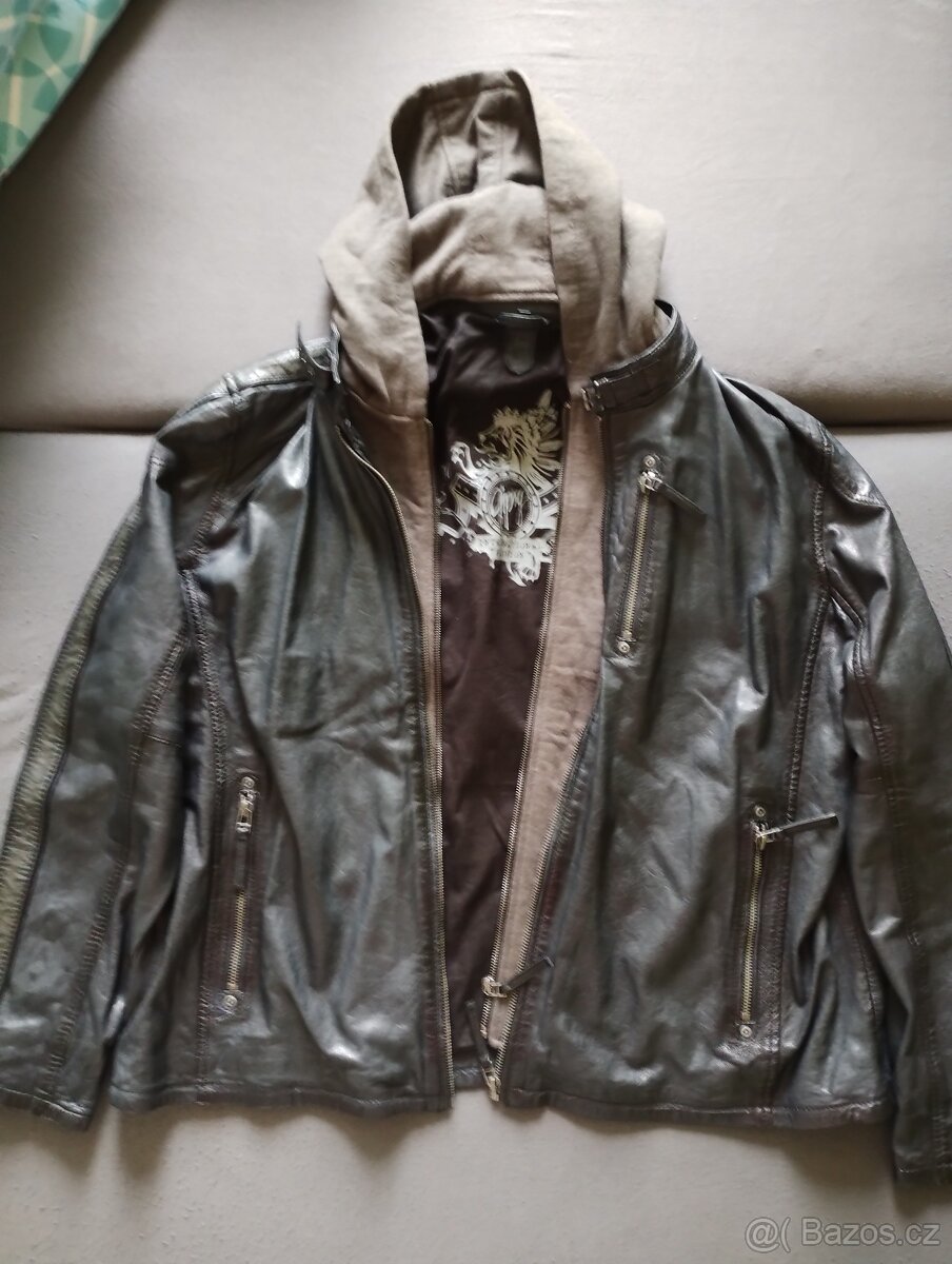 kožená bunda antracitově-olivová od Gipsy 3XL