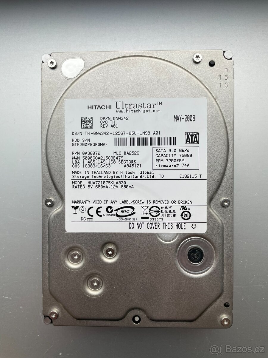 Pevný disk HDD 3.5" SATA - 750 GB