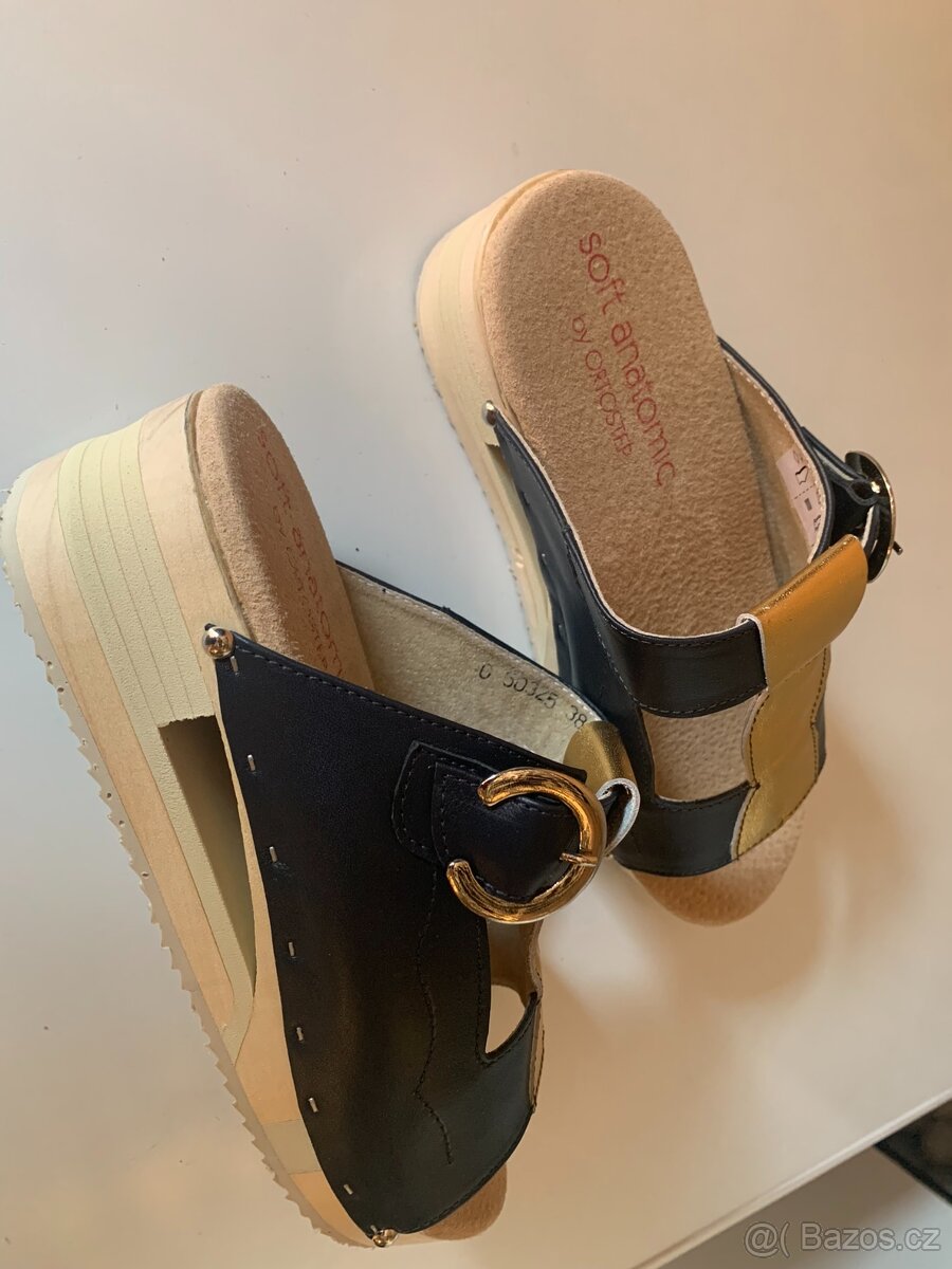 Obuv Ela 050325tm. modrá, zlatá