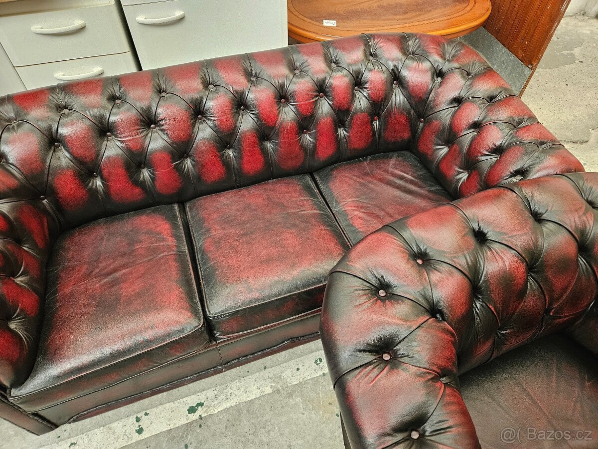 CHESTERFIELD ŠTÝL 3+1+1+UŠÁK KRESLO