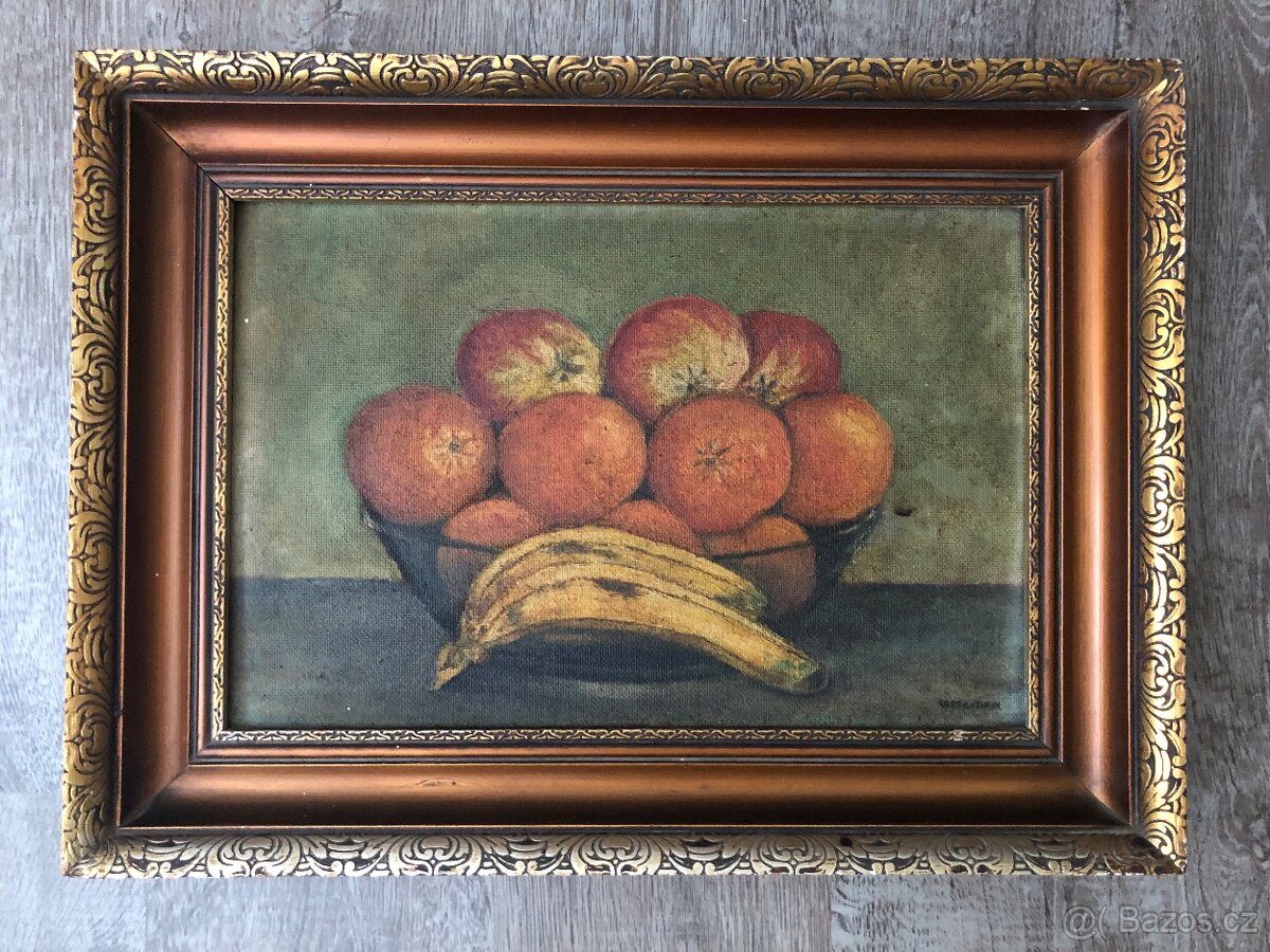 PRODÁM OBRAZ ZÁTIŠÍ OLEJ NA DESCE SIG.