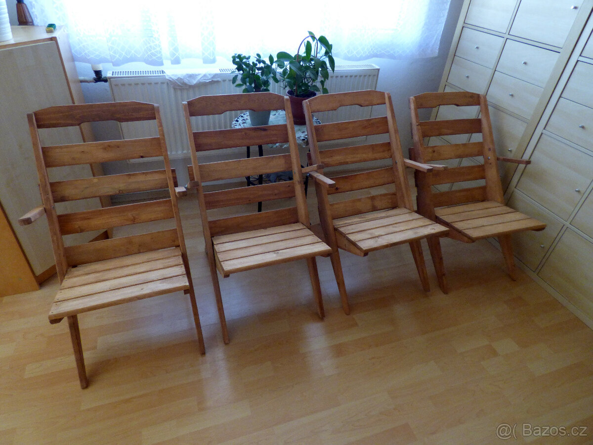 Zahradní skladaci židle 4 ks. masiv - NOVE