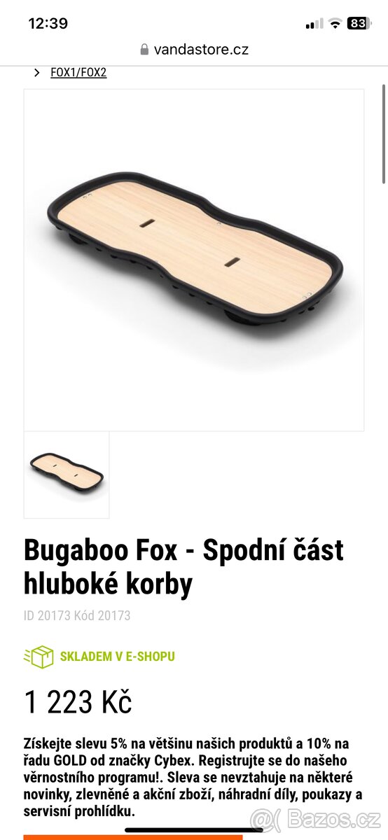 Bugaboo Fox dno hluboke korby + matrace