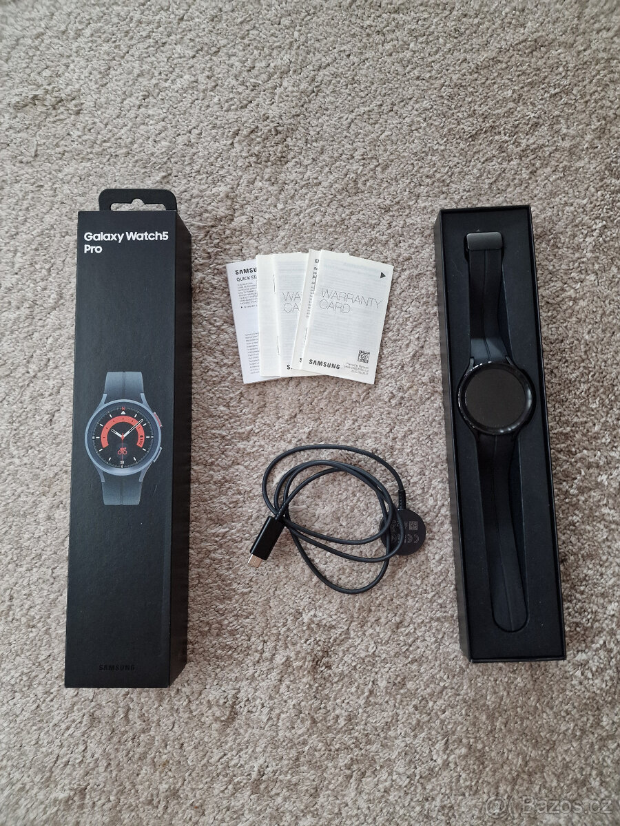 Samsung Galaxy Watch5 PRO 45 mm černé – TOP stav