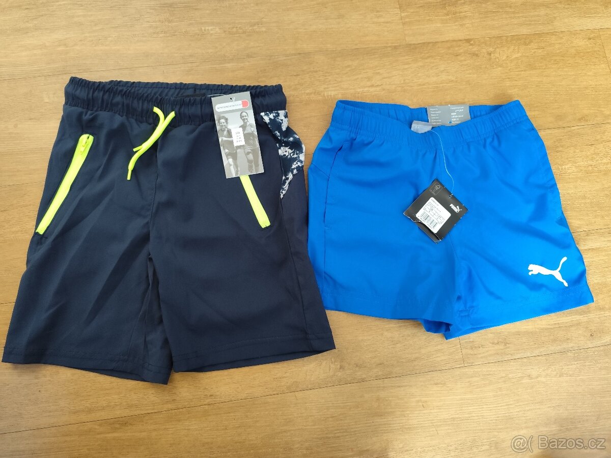 Sportovní kraťasy 128 Decathlon a Puma nenošené