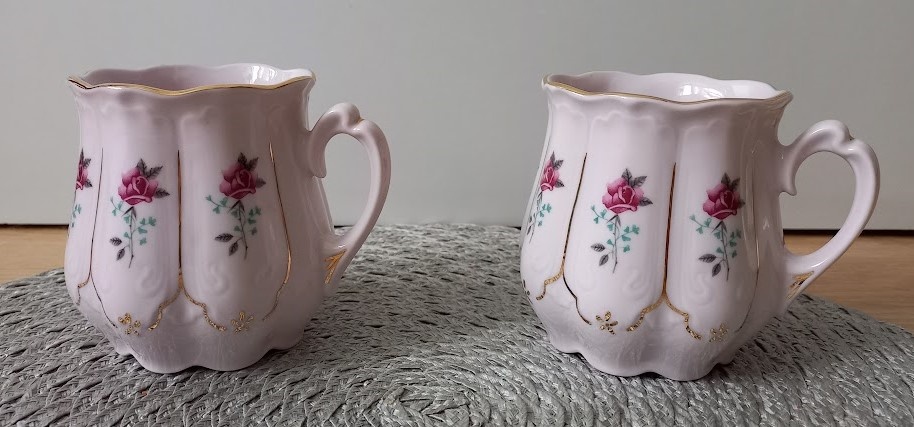 2 hrnky růžový porcelán