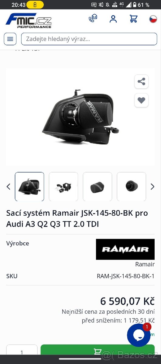 Sportovní sání golf/Octavia/Audi/seat