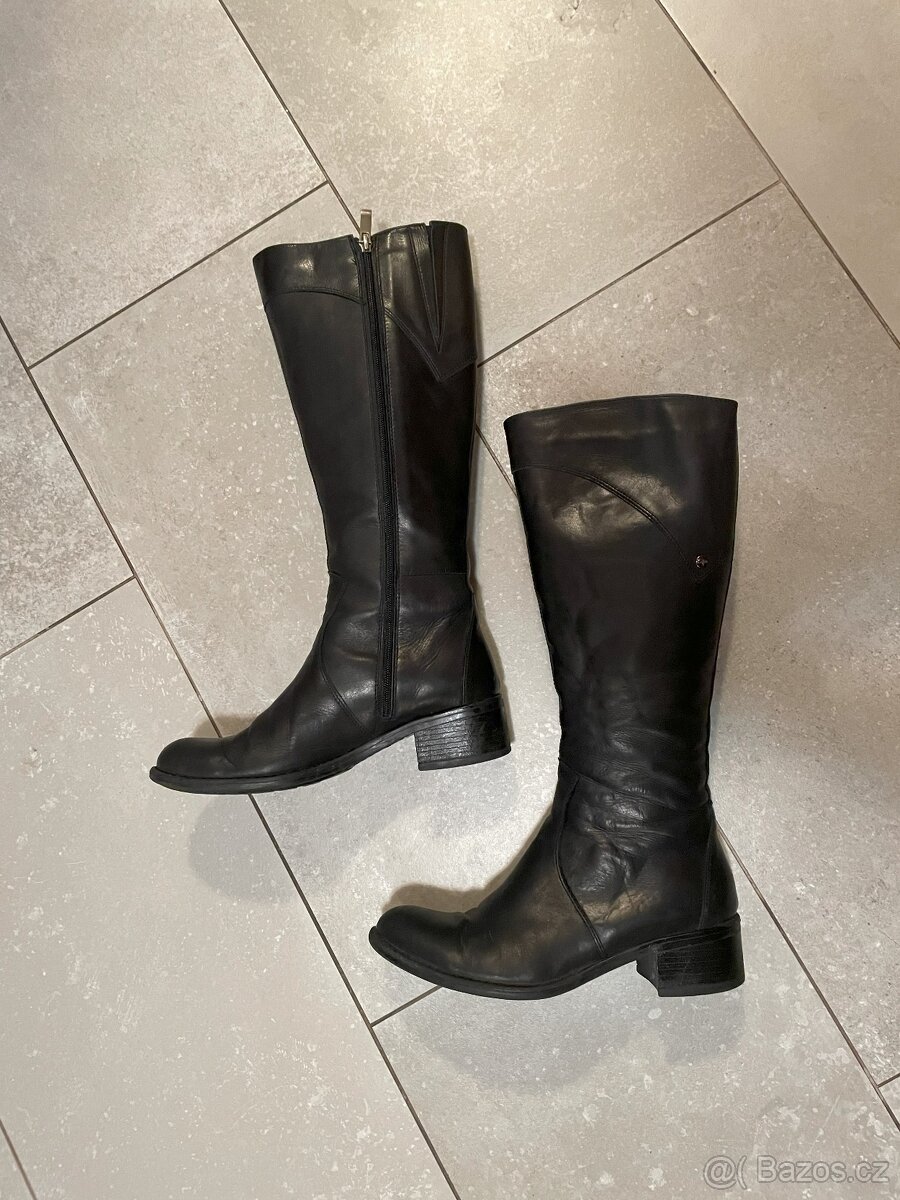 KOZAČKY KOŽENÉ/černé vel. 37(24,5 cm)