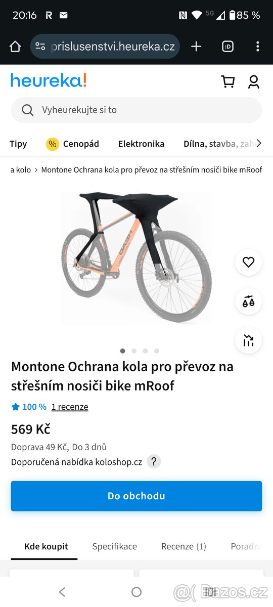 Montone Ochrana kola pro převoz na střešním nosiči bike mRoo