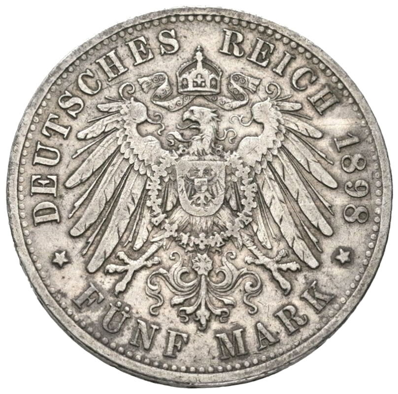 Stříbrná mince Prusko. císař Vilém II.