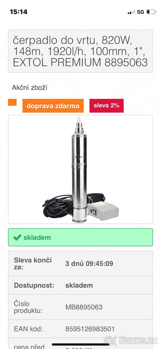 Čerpadlo extol premium