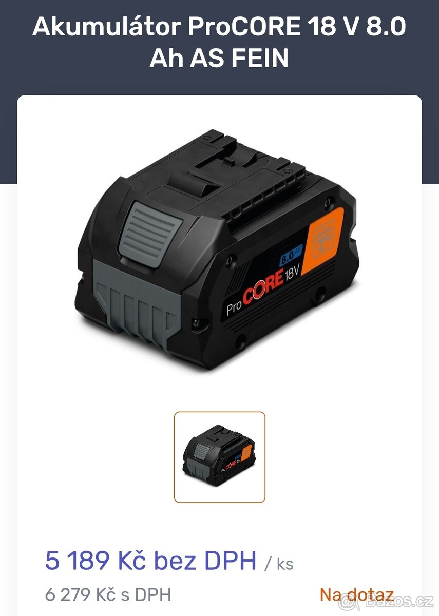 NOVÁ ORIGINÁLNÍ NEPOUŽITÁ BATERIE BOSCH 18V 8AH