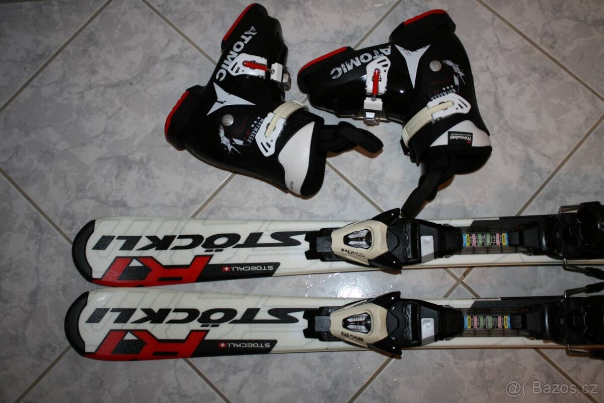lyže Stockli 100 cm , lyžaky Atomic