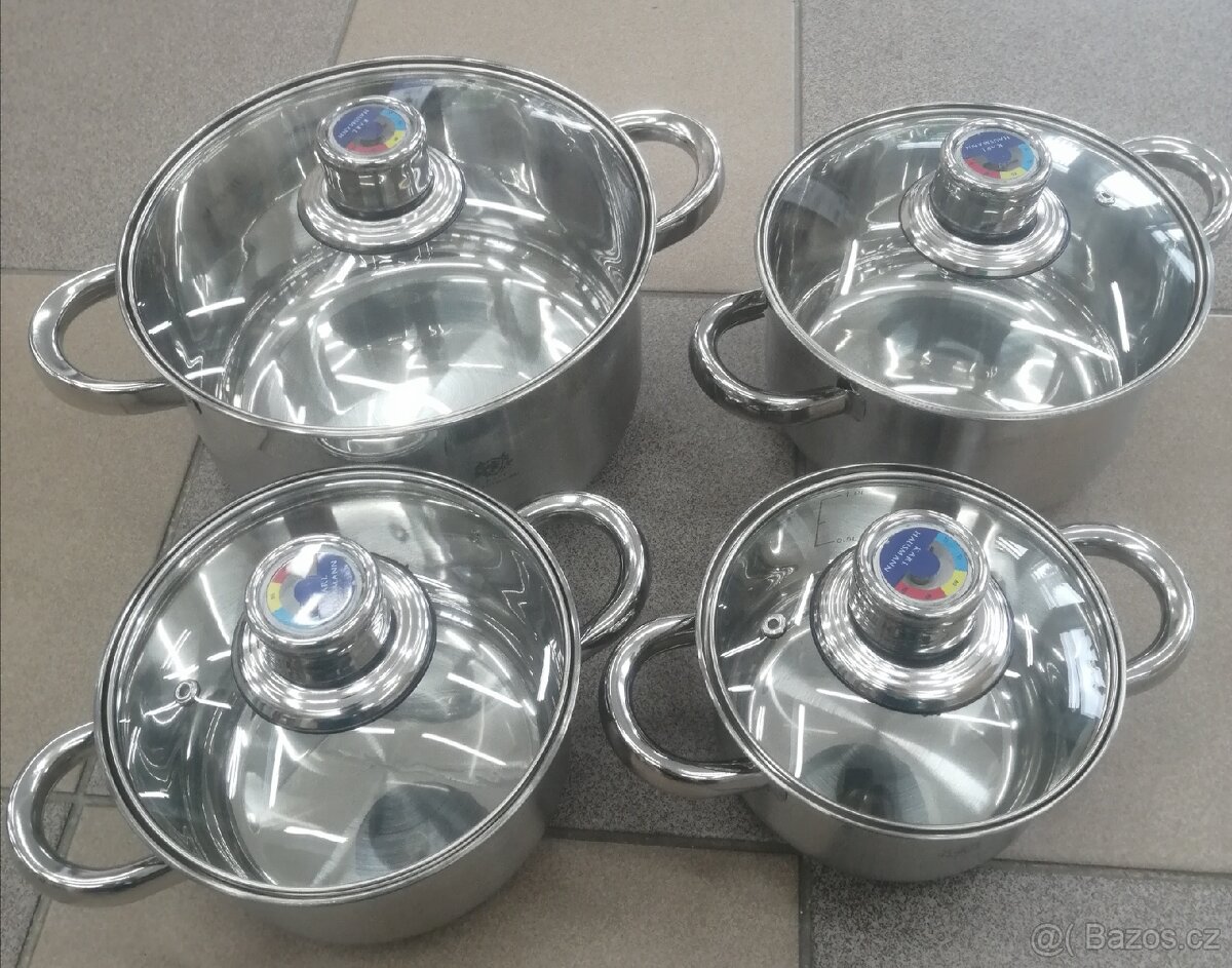 Hrnce design nerez luxusni 4ks s teploměrem na indukci atd.