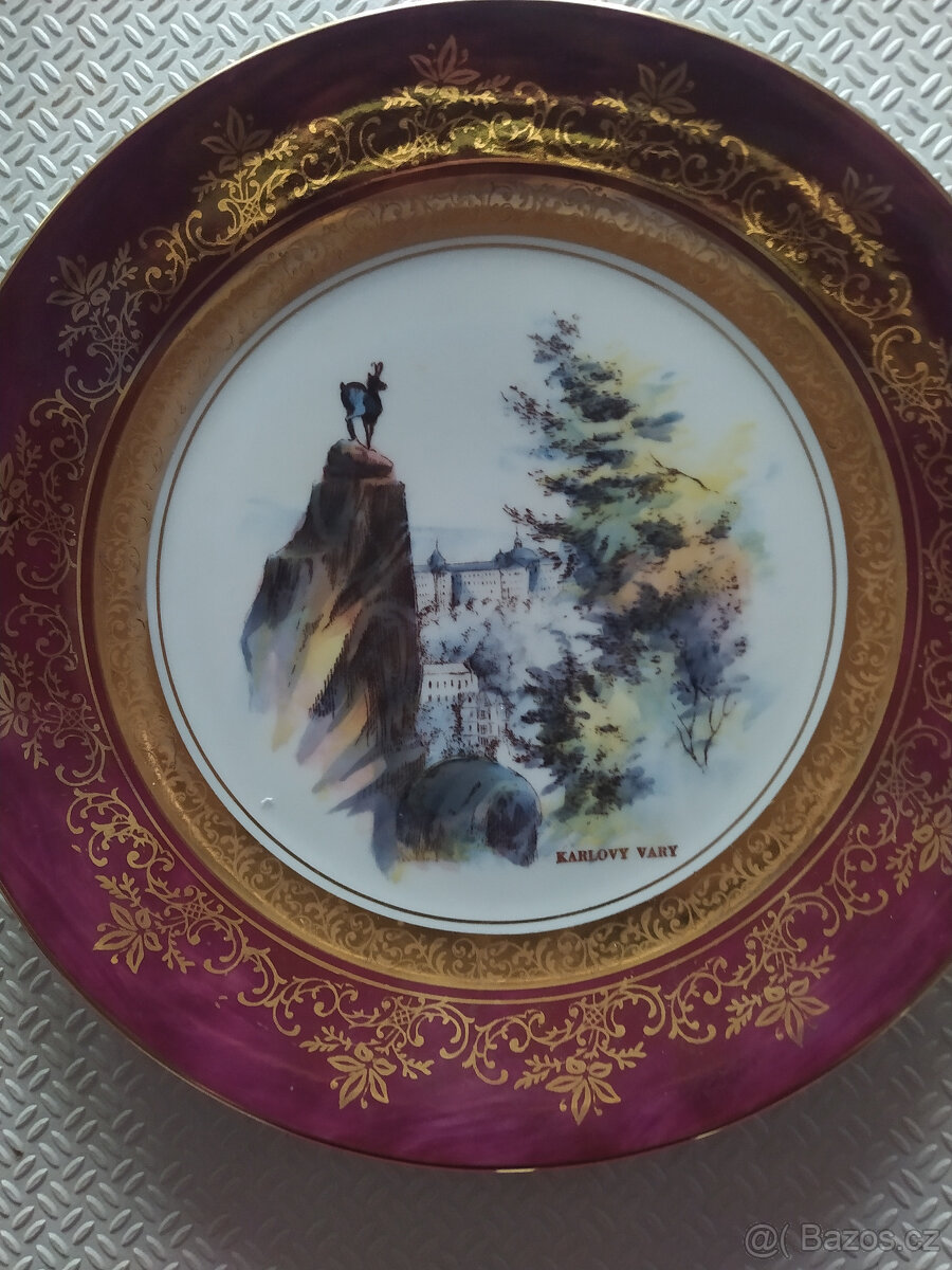Porcelánový talíř - Karlovy Vary a Praha
