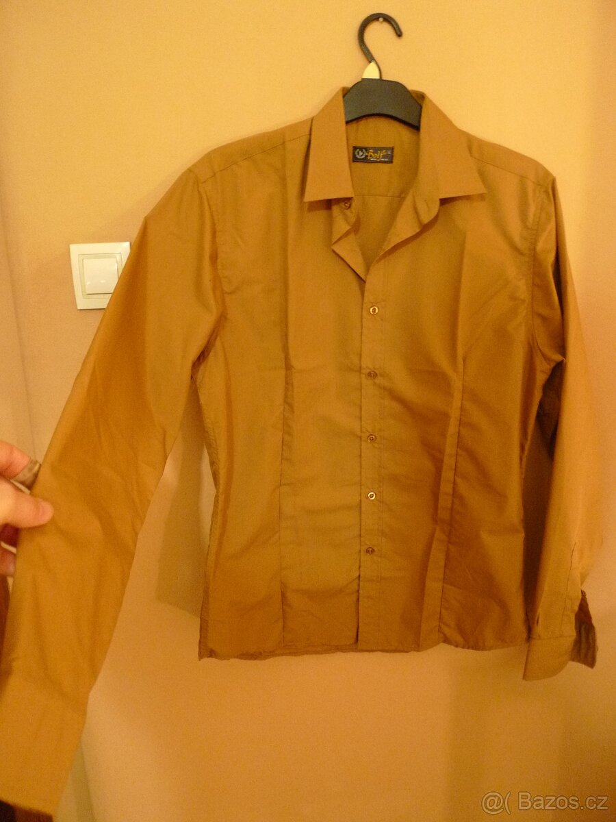 pánská košile BOLF hnědá XL